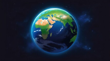 Fototapeta premium Earth Globe Displayed Against A Starry Night Sky Background