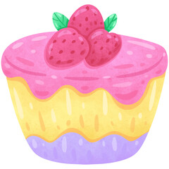 Watercolor dessert icon illustration