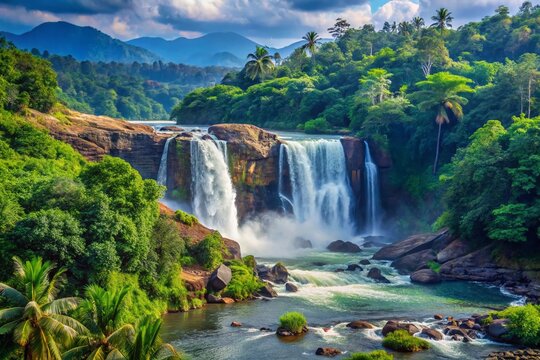 Captivating Athirappilly Falls: A Tropical Wilderness Gem in Kerala, India, Showcasing Untamed Natural Beauty Surrounded by Lush Greenery and Majestic Waterfalls