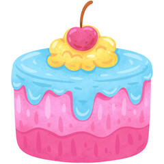 Watercolor dessert icon illustration