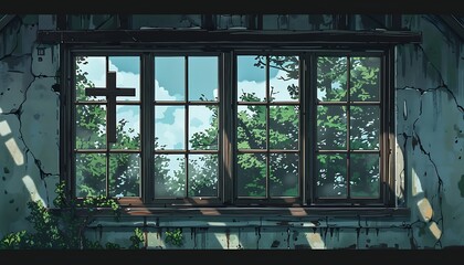 Haunting Medieval Architecture with Ivy-Covered Frames