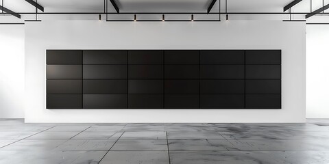 Modern Minimalist Interior with Black Wall Panels and Industrial Lighting Design