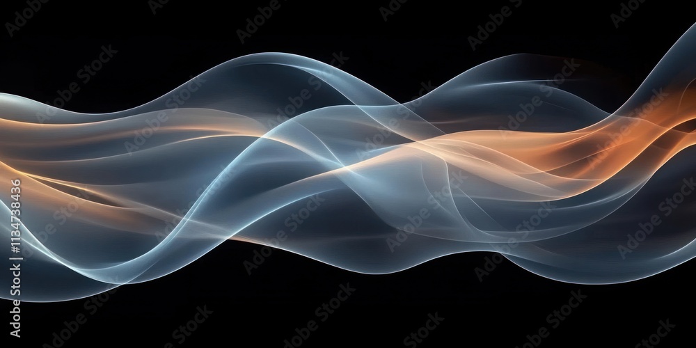 Poster dynamic abstract wave flowing fabric design element on black background
