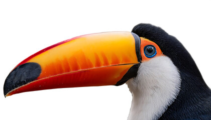 Vibrant Close-Up of a Toucan's Beak on White