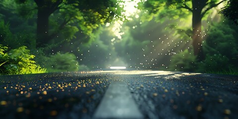 Enchanted Woodland Path with Glittering Morning Light