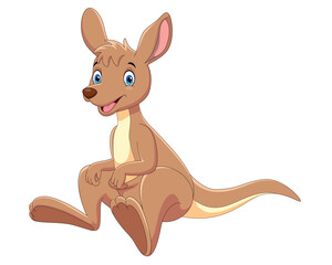 Cartoon funny Kangaroo isolated on white background vector illustration