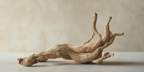 Fototapeta premium Dried ginseng root on marble surface for traditional chinese medicine
