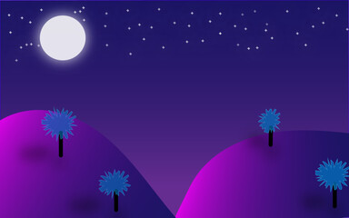 night landscape with moon