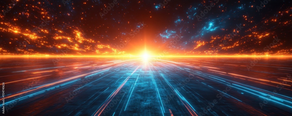 Aufkleber futuristic digital background for ai, data transmission, neural networks and cyberpunk inspired desi