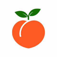 Simple Peach Logo with Bold Colors and Leaves.