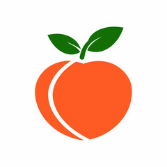 Simple Peach Logo with Bold Colors and Leaves.