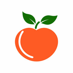 Simple Peach Logo with Bold Colors and Leaves.