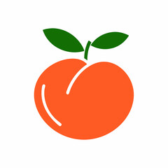 Simple Peach Logo with Bold Colors and Leaves.