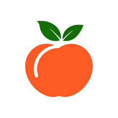 Simple Peach Logo with Bold Colors and Leaves.