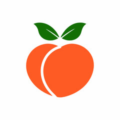 Simple Peach Logo with Bold Colors and Leaves.