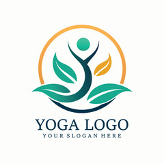 Obraz premium Meditation wellness yoga logo with clean and elegant lines style design