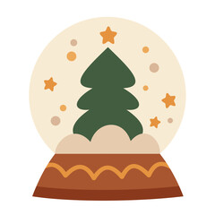 Snow globe clipart. Cute hand draw seasonal object. Vector illustration in flat style