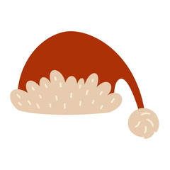 Christmas Santa hat clipart. Christmas festive element. Vector illustration in flat style	