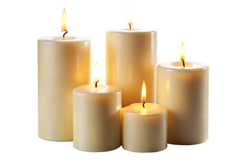 three burning candles on black background