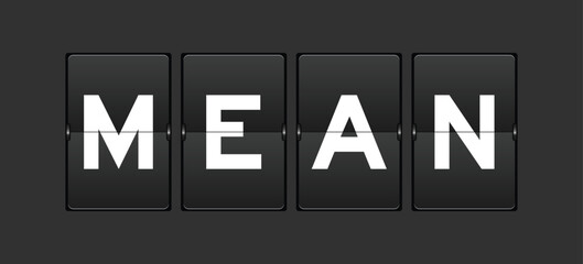 Black color analog flip board with word mean on gray background