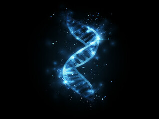 Obraz premium DNA-Helix in glitzerndem, tiefblauen Hintergrund