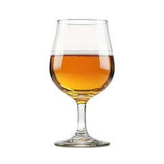 A glass of light amber beer with head, on transparent background , png