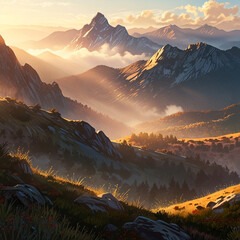 sunrise in the mountains