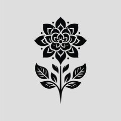 Elegant Floral Line Art Vector Silhouette Design