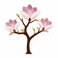 Magnolia flower tree vector icon with white background