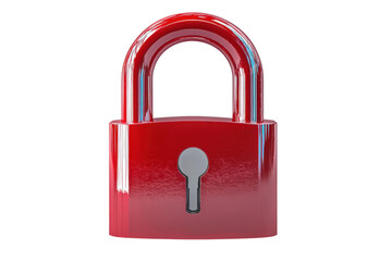 Red Lock Secures Privacy Isolated on PNG Transparent Background