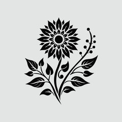 Elegant Floral Line Art Vector Silhouette Design