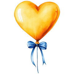 A Bright Yellow Heart-Shaped Balloon Tied with a Blue Ribbon: A Symbol of Joy and Celebration