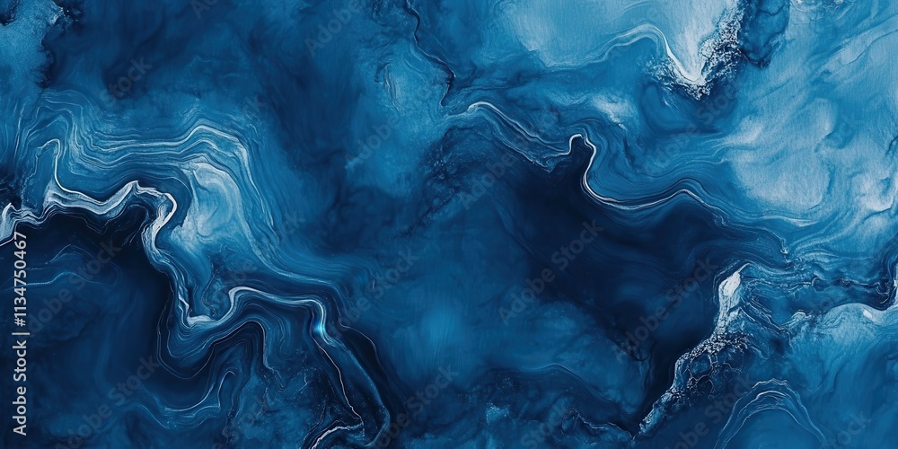 Poster abstract dark blue fluid art with swirling patterns and textures for modern design projects