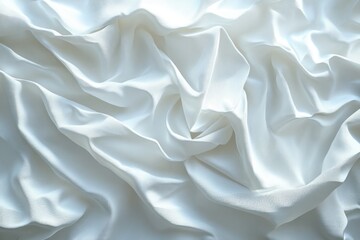 Obraz premium Crumpled White Cloth Texture Background with Creases and Deep Shadows