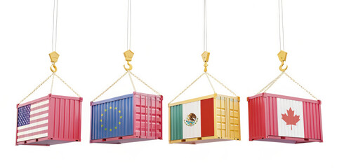 USA, EU, Mexico, Canada Global Trade concept