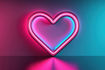 Neon Heart Design with Glowing Colors for Love Themes
