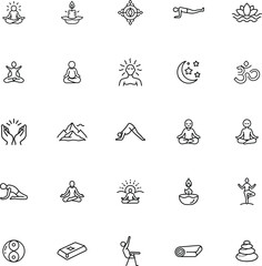 Fototapeta premium Yoga, Meditation, Mindfulness, Spiritual, Wellness, Icons, Symbols, Asanas, Serenity, Peace
