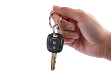 Hand Holding Car Key Isolated on PNG Transparent Background