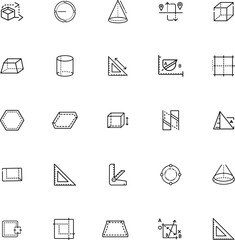 Geometric Shapes, 3D Models, Design, Engineering, CAD, Drafting, Icons, Symbols, Measurement, Tools