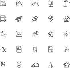Real Estate Icons Homes, Buildings, Contracts, and Construction