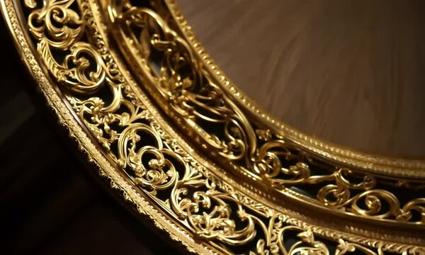 Gilded Ornate Frame Detail: Intricate Gold Leaf Carving and Design