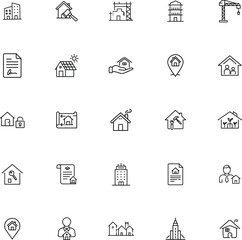 Real Estate Icons Homes, Buildings, Construction, and Contracts