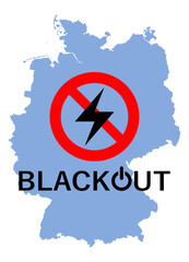 Vector illustration, blackout threat for electricity in Germany, crisis caused by renewables with German map