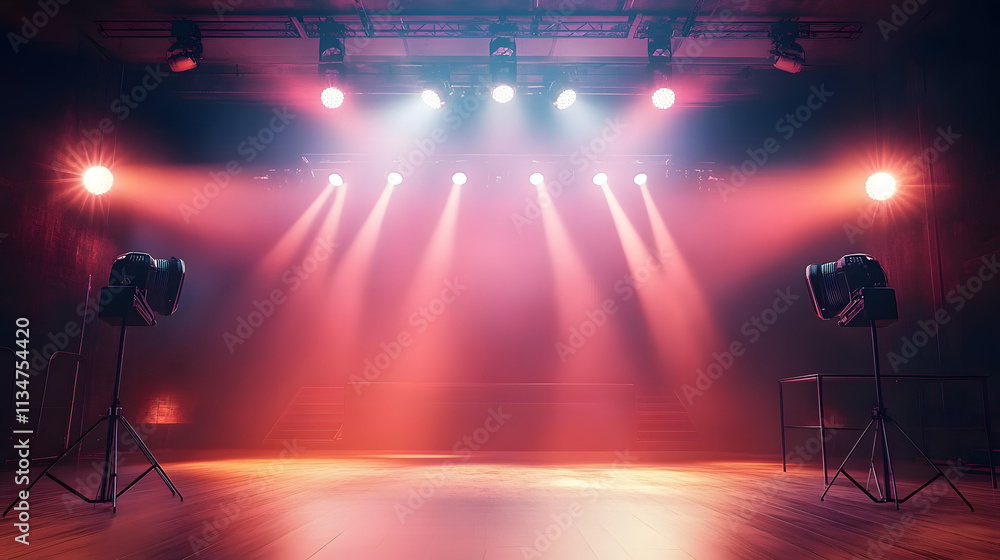 Aufkleber lighting ramp with powerful spotlights for creating artificial lighting when working in the theater,