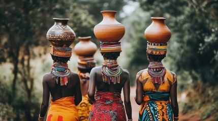 African Women Carrying Water Jugs: A Vivid Tapestry of Culture and Tradition