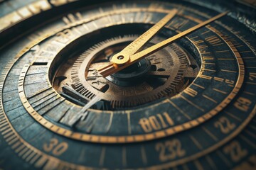 Obraz premium A conceptual clock with ruler-shaped hour and minute hands, and a calculator embedded at the center, symbolizing the precision of time management and the importance of calculation in resource allocate