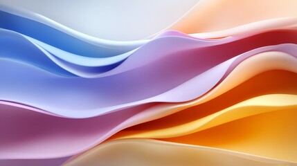 Fototapeta premium Abstract Colorful Waves - Flowing pastel hues, dynamic curves, layered design, soft texture, vibrant colors. Represents fluidity, harmony, and abstract beauty.