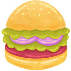 Watercolor fast food icon illustration