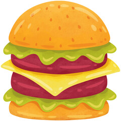 Watercolor fast food icon illustration