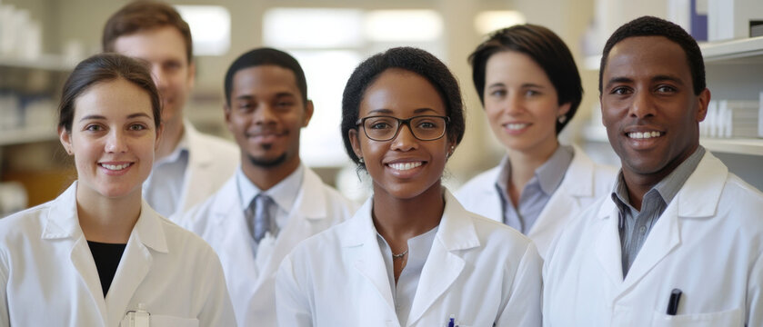 Diverse Healthcare Team in Lab Coats